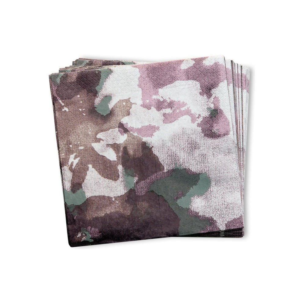 Camouflage Paper Napkins Plum